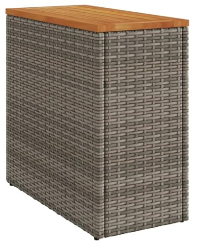 vidaXL Trädgårdsbord med träskiva grå 58x27,5x55 cm konstrotting