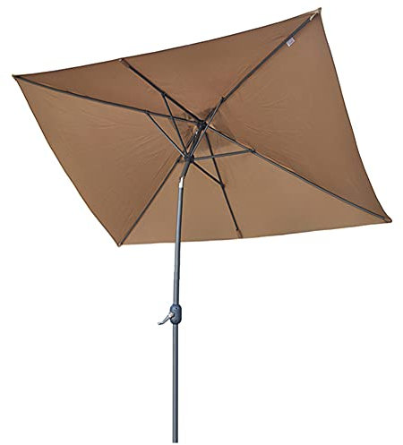 KGDJBGSE Garten-Sonnenschirm, 2 x 2 m, rechteckiger Terrassenschirm, Outdoor-Marktschirme mit Kippknopf und Kurbel, Tisch-Sonnenschirm, 6 Rippen, für Terrasse, Garten, Rasen, Pool