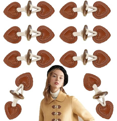 RXKFIGX 8 Paare Leder Knebelverschlüsse Kunstleder Toggle Buttons Nähen Knöpfe Ersatz für Strickwaren Trench Coat Harz Mantel Rucksack Notizbuch - Weiß, Braun