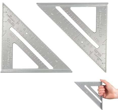 2Pcs Triangular Ruler Tool, 7Inch Set Square Carpentry Square Tool Speed Right Angle Ruler, Suitable for Engineers Home Builders Roofing and Windows