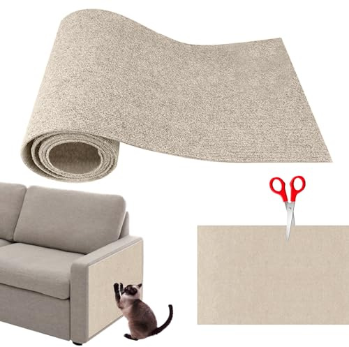 papasgix Kratzbrett Katze Selbstklebend Kratzmatte Kratzteppich für Katzen Kratzschutz Sofa Katze DIY Zuschneidbare Katzenkratzmatte Langlebig Schützt Teppiche, Sofas, Möbel