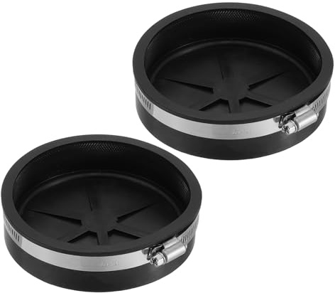 PATIKIL 4 Inch PVC Pipe Cap, 2 Pcs Steel Mechanical Test Plug with Stainless Steel Clamps Sewer Cleanout Cover Durable Sewer Pipe Plug Fit for Most Pipes Sink Pools, Black
