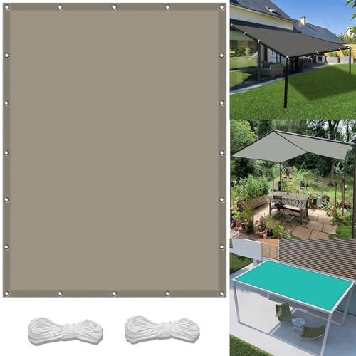 Pergola Canopy 2.8 x 4 m(9.2 x 13.1ft) Waterproof Rectangle Canopy with Free Rope UV Block Weather-Resistant with Grommets Pes Shade Netting for Carport Swimming Plants, Khaki