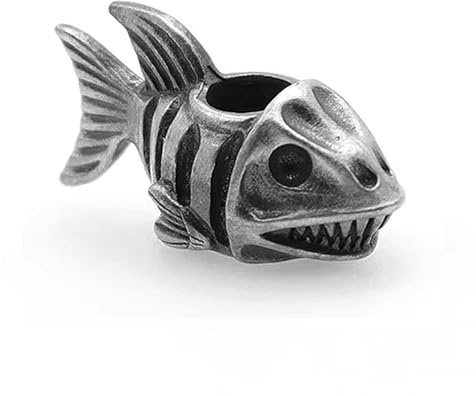 FLAMEDUKE Messer-Schlüsselband-Perlen, Paracord-Perlen, Hai-Perlen, handgegossener Kupferanhänger, für EDC DIY Paracord-Zubehör, Charms, Bartperlen für Männer (FD-071-S), klein, Silber