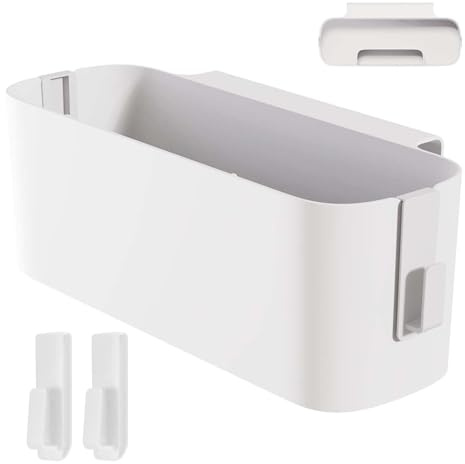 Bett Organizer zum Einhängen, Bett Organizer zum Einhängen mit Haken, Hängebett Organizers Aufbewahrungskorb, Robuste Nachttisch Caddy, für Familie, Wohnheim, Büro, Weiß