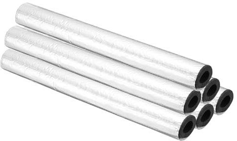 PATIKIL 1(25mm) ID 1-11/16(43mm) OD Pipe Insulation Foam Tube, 6Pcs 1.3Ft Self Adhesive Pre Slit Pipe Insulation Tube Cover Wrapping with Aluminum Foil for Outdoor Winter Irrigation