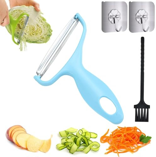 Stainless Steel Vegetable Peeler, 2024 New Cabbage Shredder, Ultra Sharp Cabbage Slicer, Vegetable Peeler Pro for Carrot Potato Vegetable Fruit (Blue)