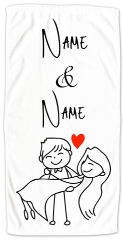 GRAZDesign Handtuch mit Herz mit Namen personalisiert Geschenk zur Hochzeit Jahrestag Hochzeitstag - 140x70cm