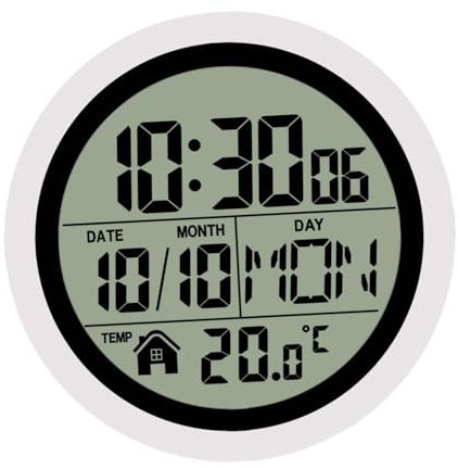 Sharplace wasserdichte Badezimmer-Uhr Mini Badezimmeruhr mit Silikagel Saugnäpfe zum Aufhängen, Funk-Badezimmeruhr, Küchenuhr, Baduhr, Quarz-Uhrwerk, feuchtigkeitsabweisend, 145 x 65 mm Weiß
