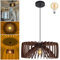 Lámpara Colgante Madera Vintage, Lámparas Techo Comedor Madera Ø50cm Lámpara Suspensión Cocina Retro Ajustable en Altura E27 Luz Colgante Madera Estilo Bohemio para Sala de estar, Dormitorio y pasillo