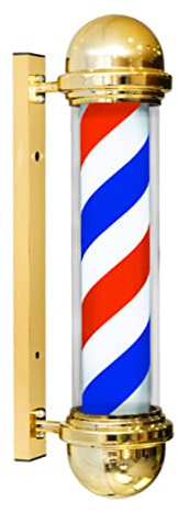 ZYGPH Letrero de barbería Abierta - Luz LED llamativa - Rayas giratorias Rojas, Blancas y Azules - Exhibidor de Poste de barbería de 25,5 Pulgadas de Estilo clásico
