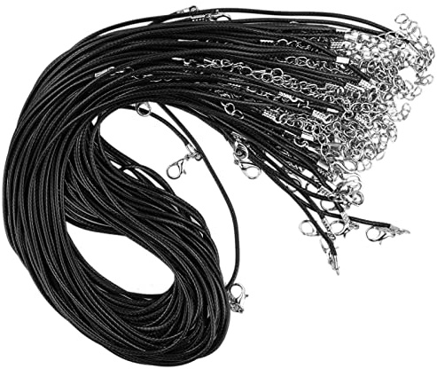 45 pezzi Cordoncino Nero Collana con Chiusure Moschettone,Cordino Collane Cordoncino Cerato,Cera Collane,Laccetti Collane Laccio Collana Cordino,per Bracciali, Gioielli