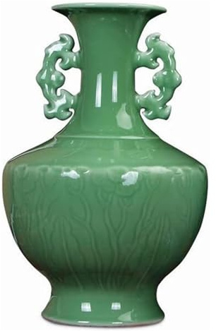 OWOHYG Vase en Céramique Style Chinois Amphore Bleu Et Blanc en Porcelaine 13 Pouces Grand Décor De Bureau Vase À Fleurs Maison Salon Mariage Décoration Vase Pot De Fleurs Décor
