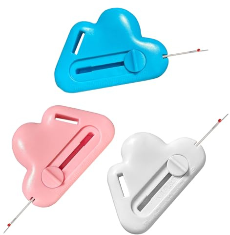 2-in-1 Magnetic Seam Guide Set with Seam Ripper & Sewing Guide - Multi-Functional Sewing Guide with 4cm Scale, Universal Magnetic Seam Guide for Sewing Machine Accessories (Blue, White, Pink)