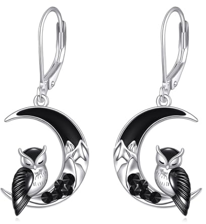 Eule-Ohrringe für Frauen, 925 Sterling Silber Klappverschluss-Hoops, Eule-Schmuck, Geschenke für Frauen und Mütter.