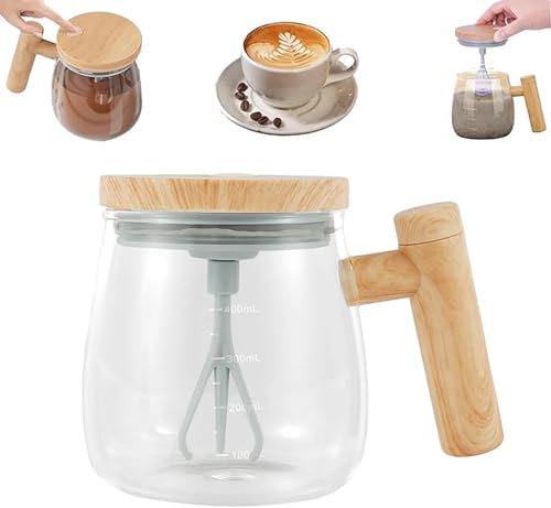Taza autoagitadora de 400 ml, 7000 rpm, ligera, eléctrica, de alta velocidad, para mezclar bebidas, leche, proteínas, para oficina y hogar.