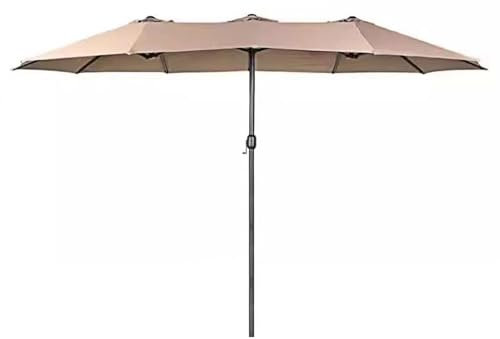 Parasol Double Face 455 X 245 Cm - Extra Large - Parasol De Jardin Ou De Terrasse - Manivelle - pour Marché, Extérieur, Plage, Marché - sans Base(Khaki)