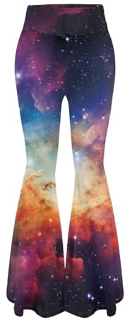 YEXIATODO Bell Bottom Leggings for Women Galaxy Yoga Dress Pants for Women Workout Leggings for Workout Gym Pilates Gym Running Skiing Shapewear for Tummy Control