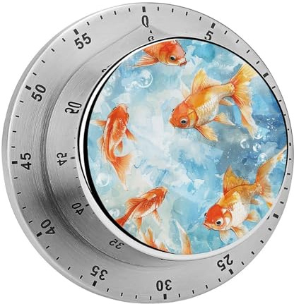 Swim in Water Kitchen Timers, Manual 60 Minute Wind Up Timer Clock with Loud Alarm, Magnetic Backing, Mechanical Kitchen Timers, No Batteries Required, Countdown Timer for Cooking Baking