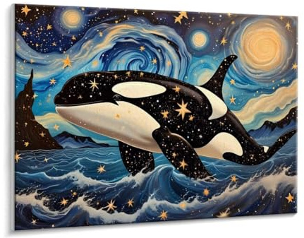 Pintura por Números para Adultos, DIY Pintura por Números Van Gogh orca, Kit para adultos principiantes Edades 8-12 Kit de Pintura al óleo de Lienzo para con Pinceles Sin Marco 50 x 70 cm P-238
