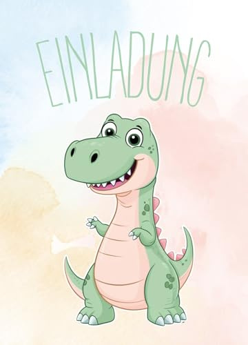 ZETTMANN Dino Einladungskarten Kindergeburtstag Junge - 10 Stück - DIN A6 (10,5 cm x 14,8 cm) - Einladung Geburtstag - Geburtstagseinladungen Dinosaurier Pastell - gut beschreibbar