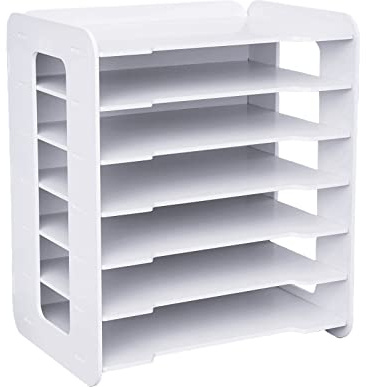 Levkitch Schreibtisch Organizer mit Aktenhalter,7 Ebenen Papier Briefablage mit Schublad,Papierablage Aktenaufbewahrung Ablagesystem Dokumentenhalter (Weiß)