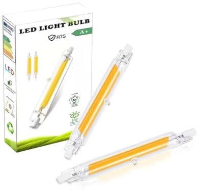 ZUCZUG Bombilla R7S 118mm 20w Regulables, R7S LED 118mm 20w COB equivalente 100w 200w Lámpara Halógena, Blanco Cálido 3000K, 2000LM, iluminación de haz de 360 ​​°, 2 Pack