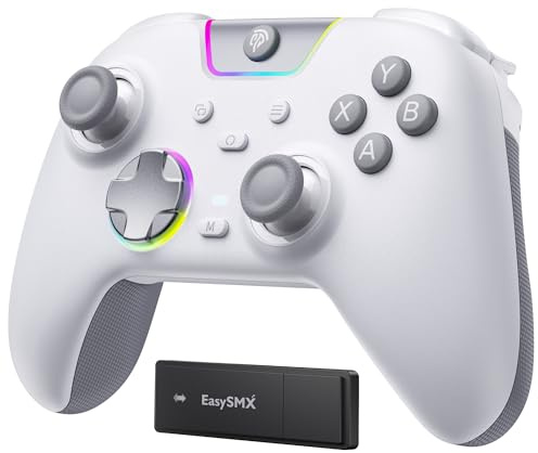 EasySMX X05 Pro Wireless Controller for PC Ergonomic Skin-Like Grip, Quiet-Touch Low-Noise Buttons, Dual Triggers, Hall Joysticks, 2 Programmable Buttons, RGB, 1000mAh Battery