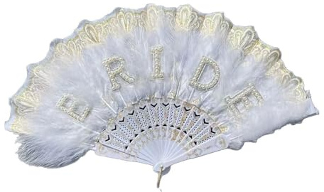 1 Stück Bride Handheld-Federfächer, Klappbar Handfächer Damen Bride to be Geschenk, Eleganter Fächer Hochzeit für Braut, Federfächer für Hochzeitsgäste, Handfächer für Braut Hochzeit Kostüme