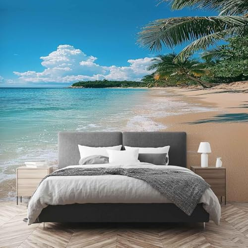 Fotomurales 200 x 140 cm Vista Mar Papel Pintado Tejido No Tejido Océano Tropical Fotomural Efecto 3D Papel Tapiz Decorativos pared Murales Póster para Dormitorio Salón TV Pared E291