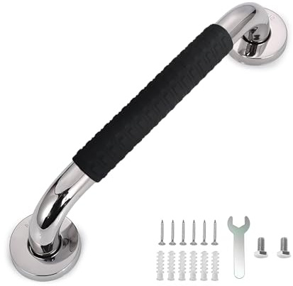 Agarradera Baño 30cm Acero Inoxidable 304 Cromado, Antideslizante Ergonómica para Mayores, Discapacitados y Niños, Asa Seguridad para Ducha, Bañera y Escaleras