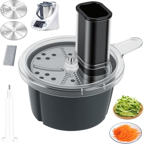 Gemüseschneider für Thermomix TM5 & TM6, Spiralschneider & Gemüsereibe Edelstahl für Zucchini Kartoffeln Karotten Obst, Vegetable Chopper Slicer Gemüsefriseur mit 2 Schnittstärken Ohne Küchenmaschine