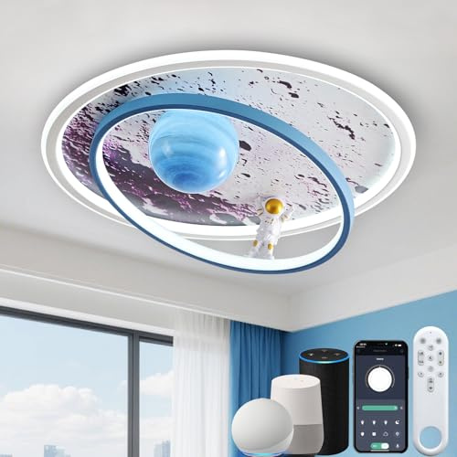 LED taklampa Barn kompatibel med Alexa, Tecknad Astronaut taklampa, Smart dimbar taklampa för barn LED med Fjärrkontroll/APP, Barnlampa för Barnrum, Sovrum