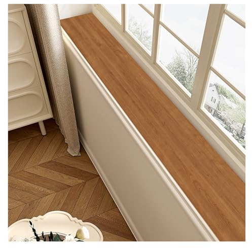 Customizable Window Sill Mat, Minimalist Bay Window Sill Protector Cover Waterproof Wood-Grain PVC Leather, Narrow Balcony Protective Windowsill Pads(Style B,8x114.2in/20x290cm)