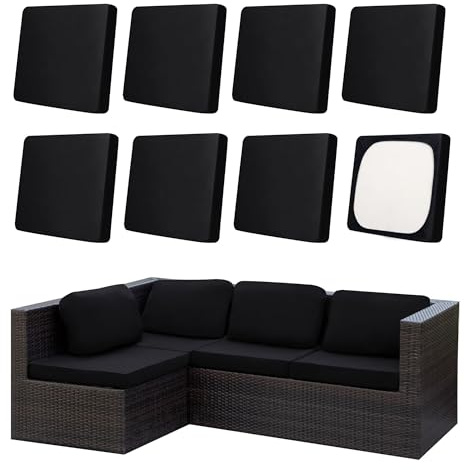 DREAHOTEXTIL Universelle Stretch-Sofabezüge & Outdoor-Sofabezüge | Elastische Kissenbezüge für Gartenmöbel & Lounge | Abnehmbar & maschinenwaschbar (Schwarz, 8pcs)