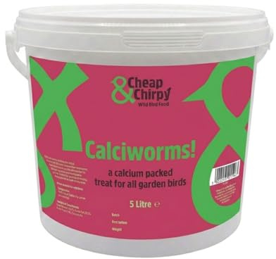 Cheap & Chirpy Dried Calciworms for Wild Birds, 5L Tub | Single-ingredient dried calciworms for garden birds in a resealable 5L tub.