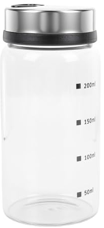 SIXRUN Salero, Coctelera de Vidrio Transparente con Tapa de Acero Inoxidable, 7 Oz 200 Ml, Boquilla Vertedora Ajustable, 4,92 X 2,36 Pulgadas, para Mostrador de Cocina, Restaurante en Casa (Tapa del
