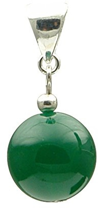 Anhänger aus grünem Achat Kugel 14mm glatt & 925 Silber Edelstein Halsschmuck