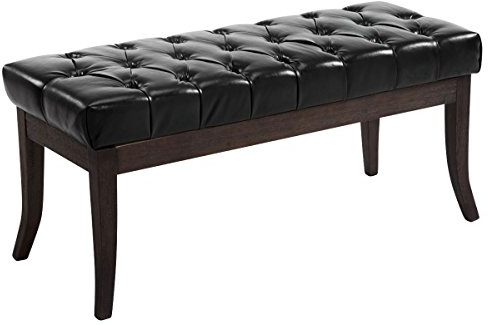 CLP Sitzbank Ramses Mit Polsterung Und Kunstlederbezug I Holzbank Mit 46 cm Sitzhöhe, Farbe:schwarz, Größe:100 cm