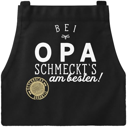 MoonWorks Grill-Schürze Küchenschürze mit Spruch Bei (style_variation) schmeckt`s am besten grillen kochen Baumwoll-Schürze Küchenschürze