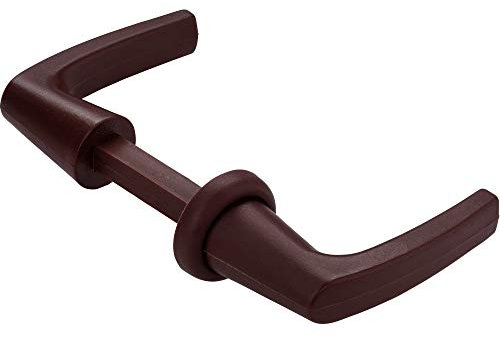 JUVA Türdrücker-Garnitur Rosette-Griffpaar für Push-Lock Aufschraub-Fallenschloss | Kunststoff braun | Drückerstift-Profil 7 mm | 1 Stück - Drückerpaar für Boot - Caravan & Wohnmobil-Türen - Push Lock