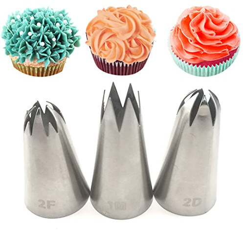 RoseFlower Decorazione Torta, 3 Pezzi Ugello in Acciaio Inossidabile Bocchette Decorative Pasticceria - Decorazione Pasticceria Utensili per Cupcakes, Pasta di Zucchero, Biscotti e Pasticceria