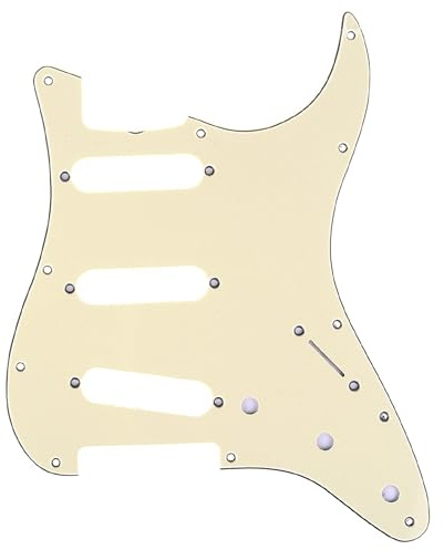 Musiclily Pro 11 Fori 60s 64 Vintage SSS Chitarra Battipenna Strat Pickguard per Chitarra Elettrica American Stratocaster,3 strati Crema