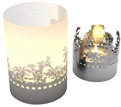 13gramm Wildwuchs Tube Teelicht Schattenspiel - Natürliches Motivkerze Geschenk für Garten- und Naturliebhaber, Pflanzen-Silhouette, Wunderschönes Schattenspiel