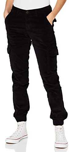 Urban Classics Damen Ladies High Waist Cargo Pants Hose, Schwarz (Black 00007), W(Herstellergröße: 29)