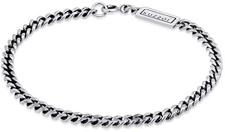 Kuzzoi Buddha Panzerarmband Herren 4 mm Massives Silber-Armband | handgefertigt oxidiert 10 g Federring