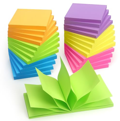 Pop Up Sticky Notes 3x3 inch Bright Colors Self-Stick Pads 24 Pads/Pack 70 Sheets/Pad Total 1680 Sheets