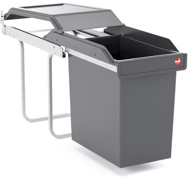 Hailo Einbau-Abfallsammler 20 Liter | Für Schrankbreite ab 30 cm | Platzsparender Einbaumülleimer für Küchenschränke | Einfache Schrankmontage | Effiziente Mülltrennung
