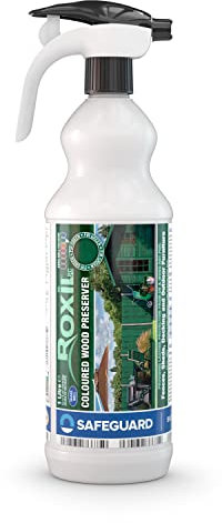 Roxil Wood Stain Preserver (Fir Green, 1 Litre Spray) - Fast-Drying Satin Finish for Decking, Fence, Shed, Furniture. Up to 5 Year Protection for Indoor & Outdoor