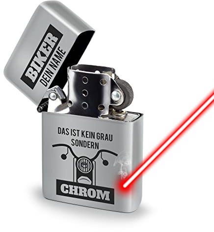 Benzin-Feuerzeug selbst gestalten - mit Name gravieren - Das ist Chrom - Sturmfeuerzeug mit Gravur, Benzin nachfüllbar I Personalisiertes Geschenk, Chrom-Optik